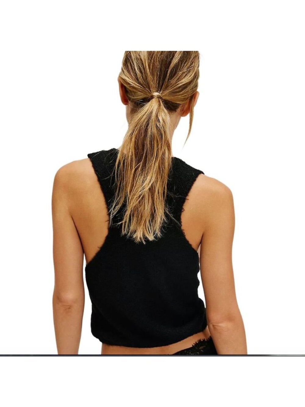 Intimately Free People Black Warm Fluff Crop Top, M